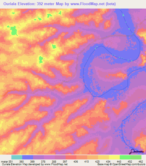 Ouriala,Guinea Elevation Map