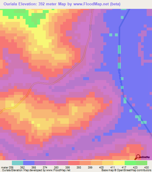 Ouriala,Guinea Elevation Map