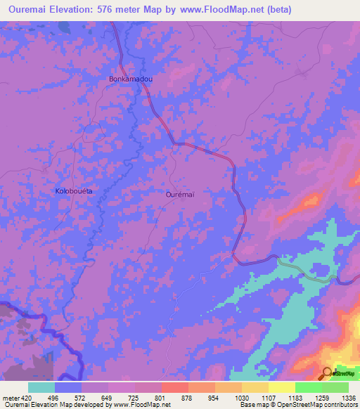 Ouremai,Guinea Elevation Map