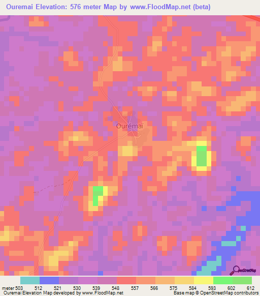 Ouremai,Guinea Elevation Map