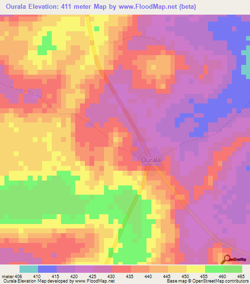 Ourala,Guinea Elevation Map