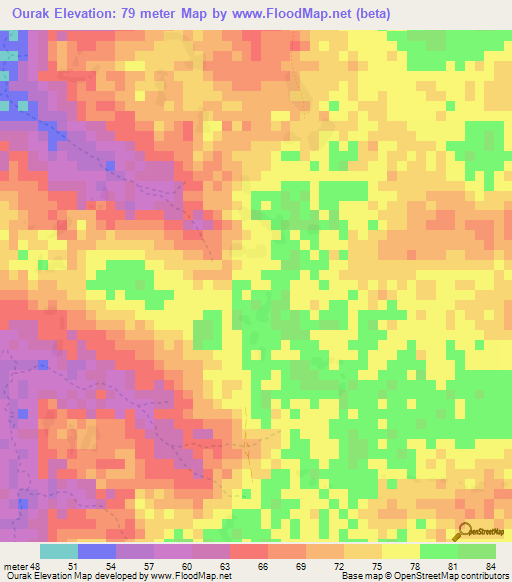 Ourak,Guinea Elevation Map