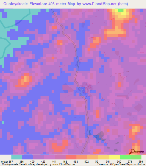 Ouoloyakoele,Guinea Elevation Map