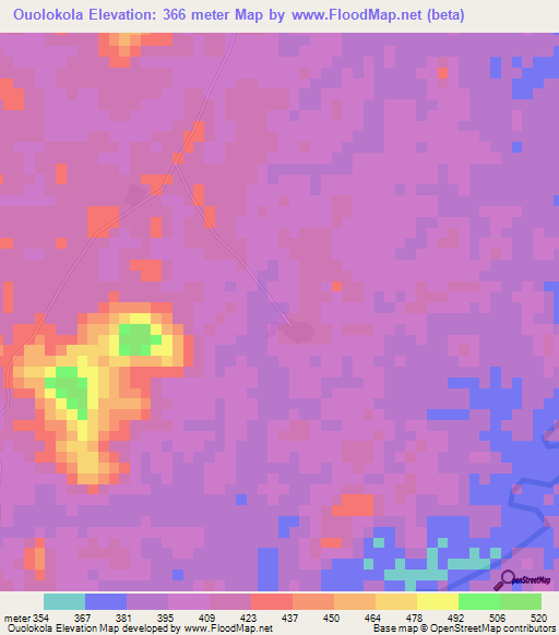 Ouolokola,Guinea Elevation Map