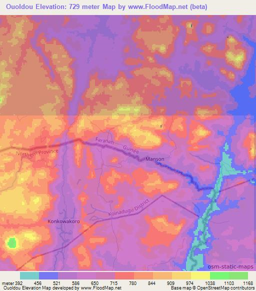 Ouoldou,Guinea Elevation Map