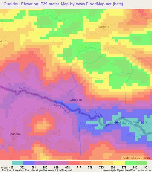 Ouoldou,Guinea Elevation Map