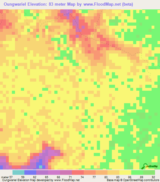 Oungwariel,Guinea Elevation Map