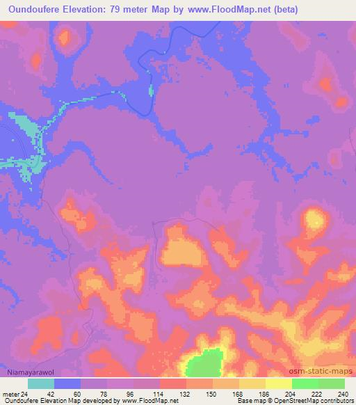 Oundoufere,Guinea Elevation Map