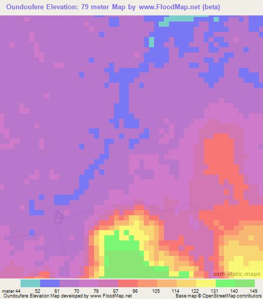 Oundoufere,Guinea Elevation Map