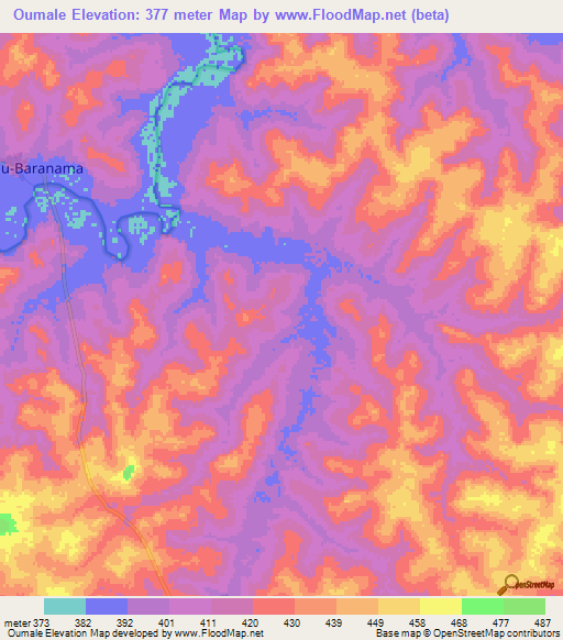 Oumale,Guinea Elevation Map