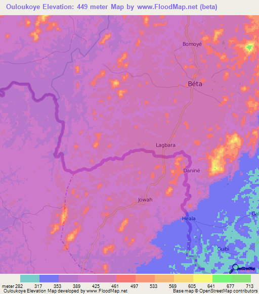 Ouloukoye,Guinea Elevation Map