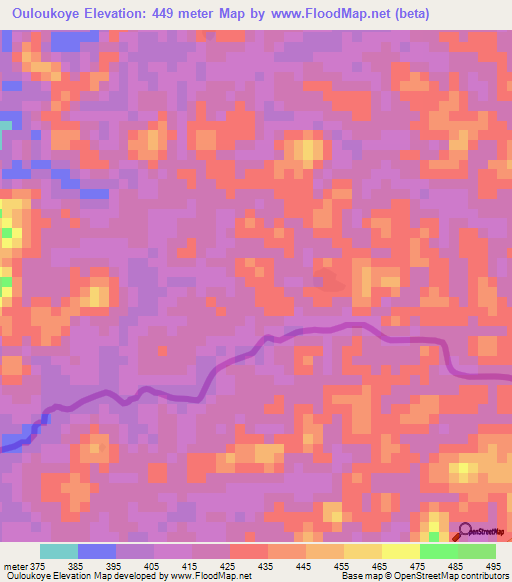 Ouloukoye,Guinea Elevation Map