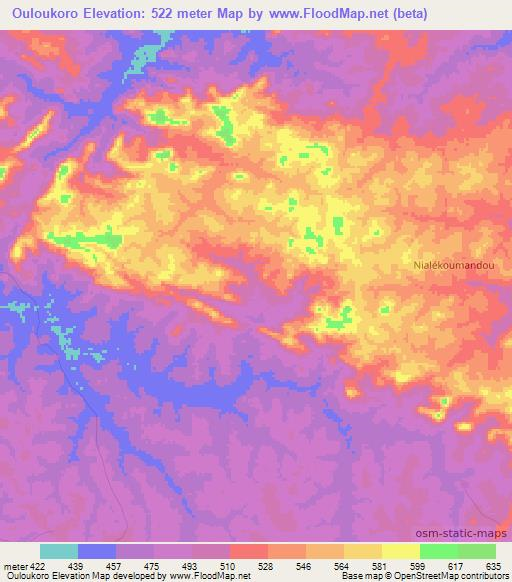 Ouloukoro,Guinea Elevation Map