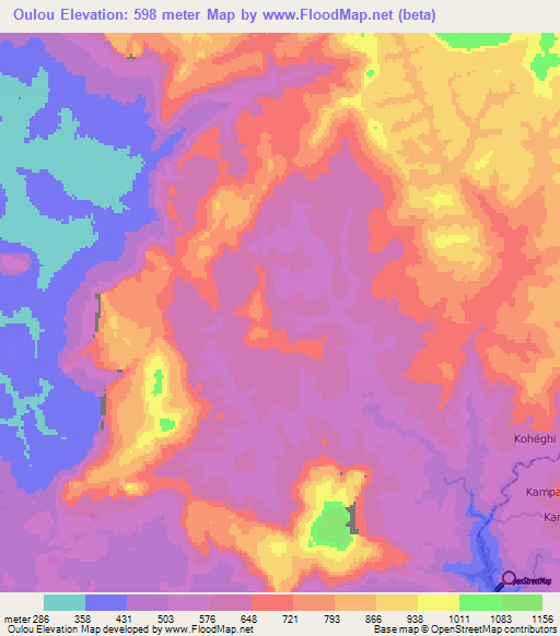 Oulou,Guinea Elevation Map