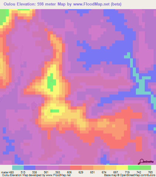 Oulou,Guinea Elevation Map