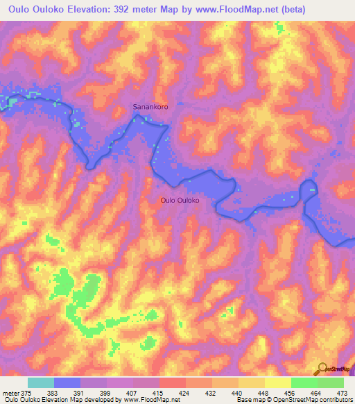 Oulo Ouloko,Guinea Elevation Map