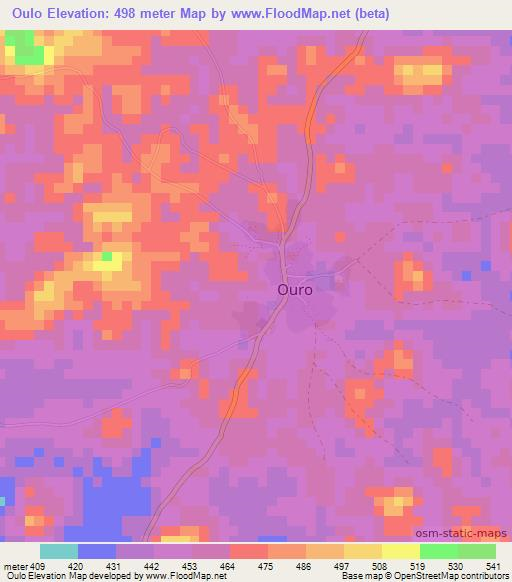 Oulo,Guinea Elevation Map