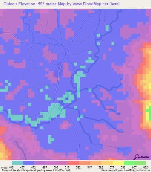 Ouleou,Guinea Elevation Map