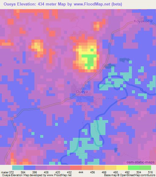 Oueya,Guinea Elevation Map