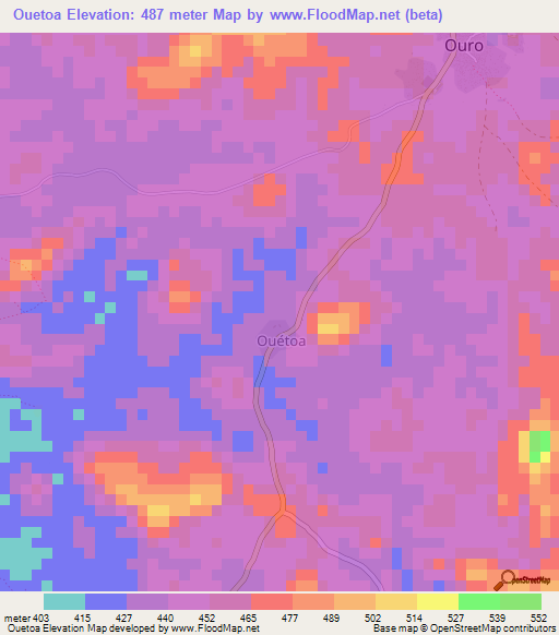 Ouetoa,Guinea Elevation Map