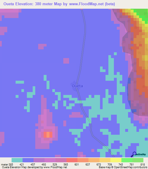 Oueta,Guinea Elevation Map