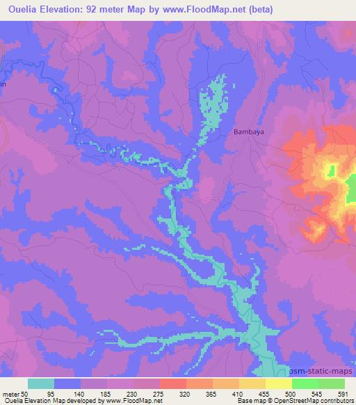 Ouelia,Guinea Elevation Map