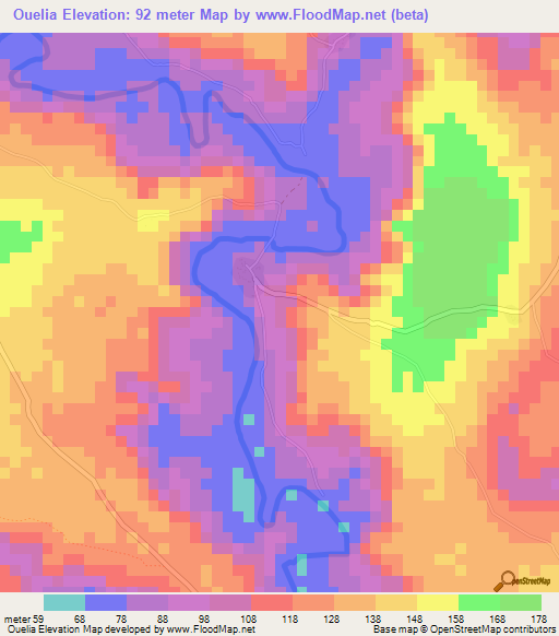 Ouelia,Guinea Elevation Map