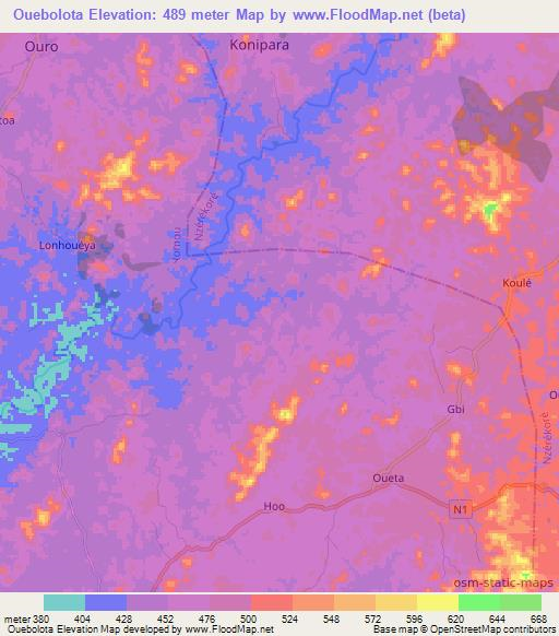 Ouebolota,Guinea Elevation Map