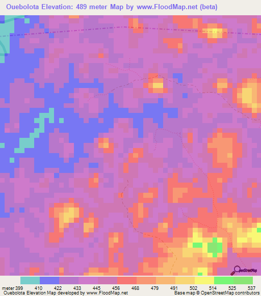 Ouebolota,Guinea Elevation Map