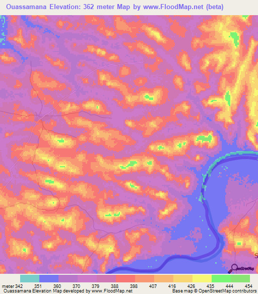 Ouassamana,Guinea Elevation Map