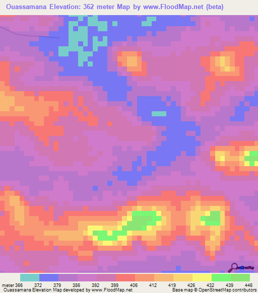 Ouassamana,Guinea Elevation Map