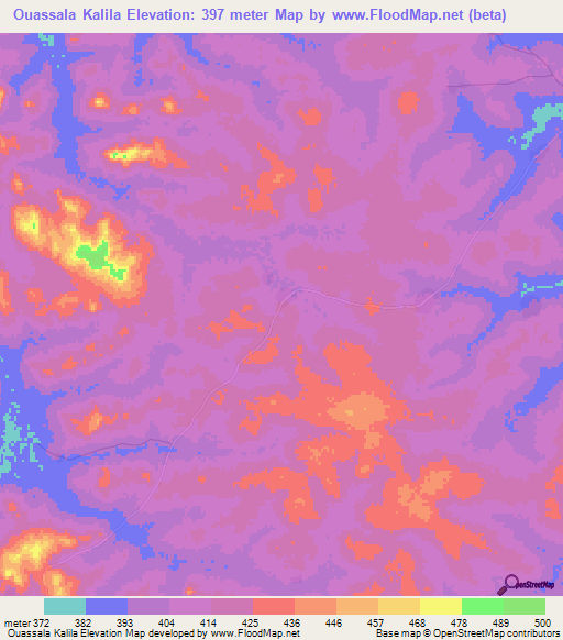 Ouassala Kalila,Guinea Elevation Map