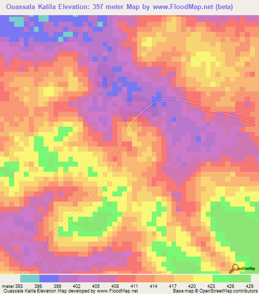 Ouassala Kalila,Guinea Elevation Map