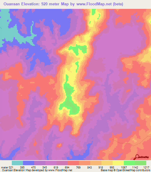 Ouansan,Guinea Elevation Map