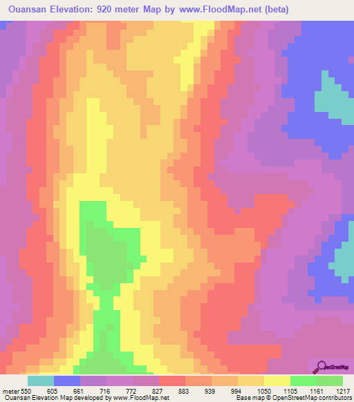 Ouansan,Guinea Elevation Map