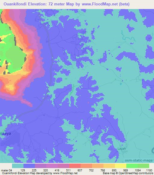 Ouankifondi,Guinea Elevation Map