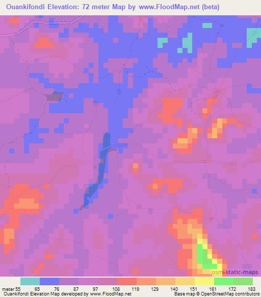 Ouankifondi,Guinea Elevation Map