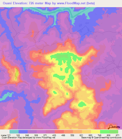 Ouani,Guinea Elevation Map