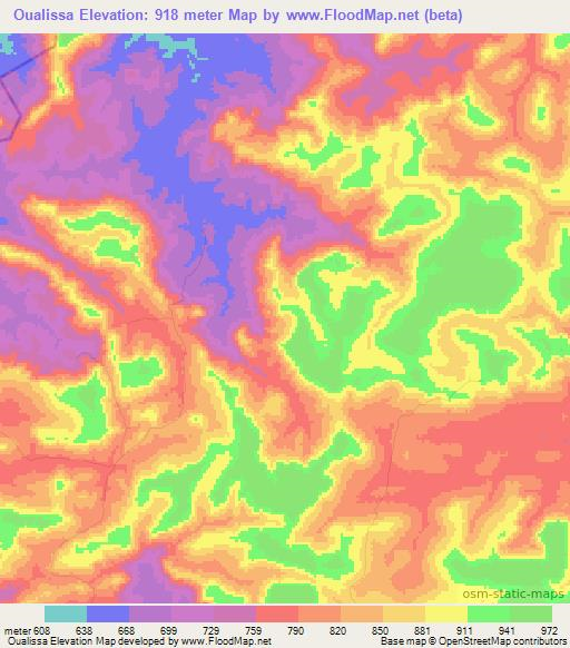 Oualissa,Guinea Elevation Map