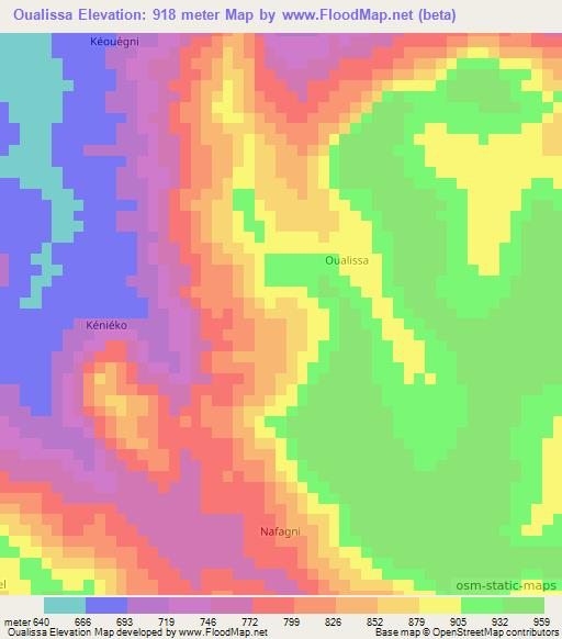 Oualissa,Guinea Elevation Map