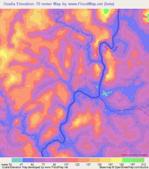 Oualia,Guinea Elevation Map