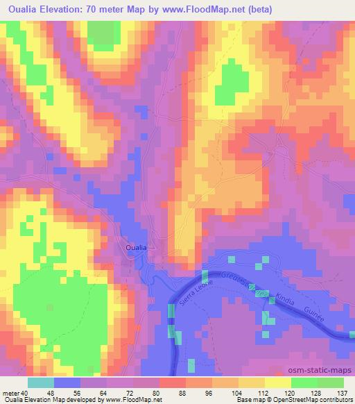 Oualia,Guinea Elevation Map