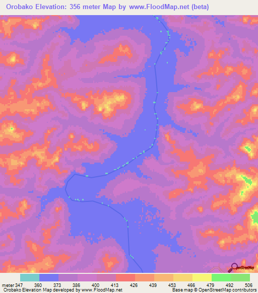 Orobako,Guinea Elevation Map