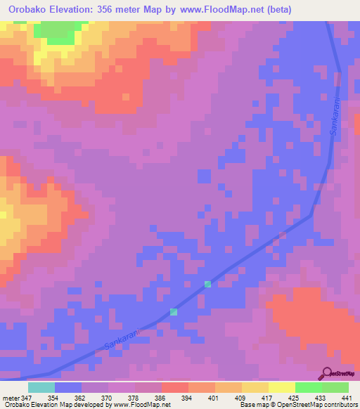 Orobako,Guinea Elevation Map