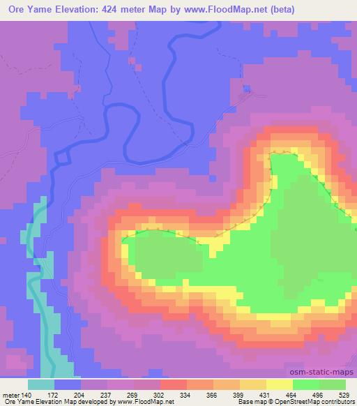 Ore Yame,Guinea Elevation Map