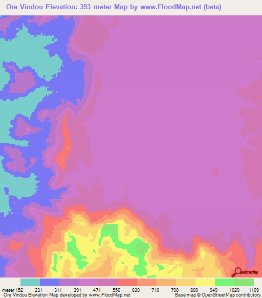 Ore Vindou,Guinea Elevation Map