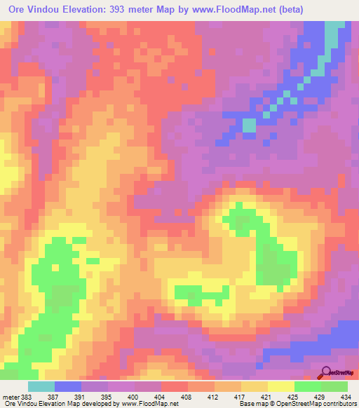 Ore Vindou,Guinea Elevation Map