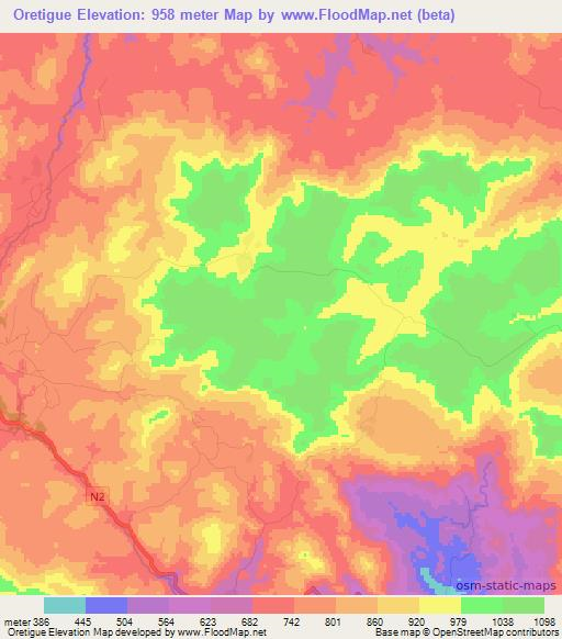 Oretigue,Guinea Elevation Map