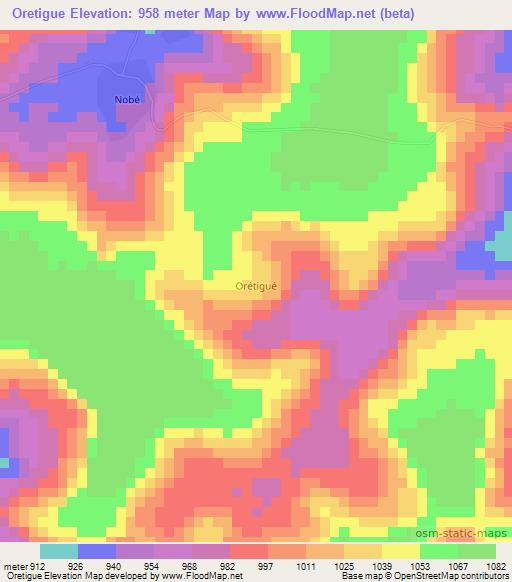 Oretigue,Guinea Elevation Map