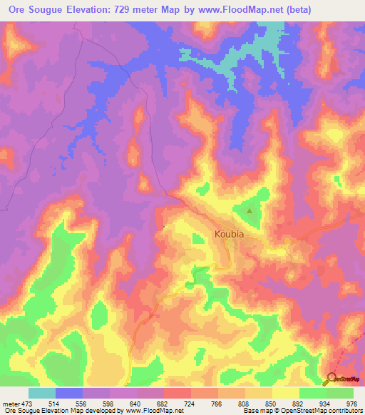 Ore Sougue,Guinea Elevation Map